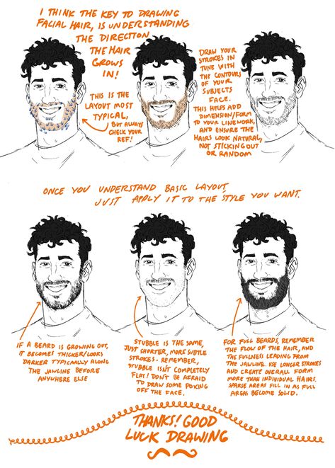 How To Draw Beard, How To Draw Beards, Draw Facial Hair, Anatomy Base, Doodle Tips, Drawing Advice, Beard Drawing, Head Reference, Beard Art