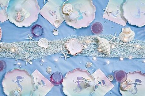 Mermaid Plates, Mermaid Bachelorette, Decoration Buffet, Mermaid Party Supplies, Mermaid Birthday Party Decorations, Mermaid Party Favors, Pastel Gradient, Mermaid Party Decorations, Mermaid Invitations