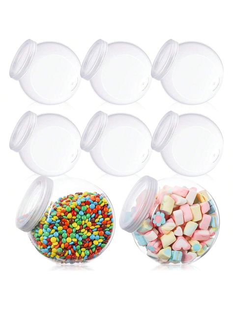 Product Description

Features: 
The clear candy holders for kids allows you to identify contents at a glance, bringing you much convenience, and the clear candy dishes with lids can be stored easily without taking up much storage space. 
The candy buffet containers sets are suitable for candy buffet, retail store, home, kitchen counter, pantry, party table, and office desk, also you can take them to picnics, camping and other outdoor gatherings. 

Specifications: 
Material: plastic
Color: clear
Size: approx. 6.1 inches/ 155 mm in length, approx. 6.26 inches/ 159 m in height 
Capacity: approx. 51 oz

Package includes: 
8 x Plastic candy jar display

Notes: 
Manual measurement, please allow slight errors on size. 
The color may exist a slight difference due to different screen displays.Sunny Candy Jar Display, Counter Pantry, Candy Buffet Containers, Plastic Candy Jars, Christmas Candy Jars, Jar Display, Glass Storage Containers, Blue Candy, Candy Holder