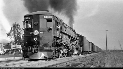 RailPictures.Net Photo: SP 4187 Southern Pacific Railroad Steam 4-8-8-2 at Los Angeles, California by GEORGE M. STUPAR Railroad Images, Steam Turbine, Southern Pacific, Union Pacific Railroad, Rail Road, Train Times, Rail Car, Electric Train, Old Trains