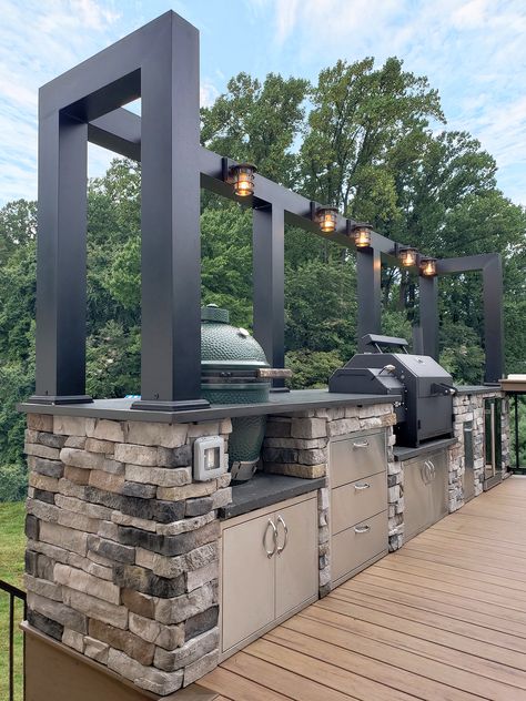 Dream Backyard Patio, Outdoor Kitchen Plans, Build Outdoor Kitchen, Outdoor Bbq Kitchen, Backyard Kitchen, Backyard Remodel, Outdoor Kitchen Patio, Casa Exterior, Casa Container