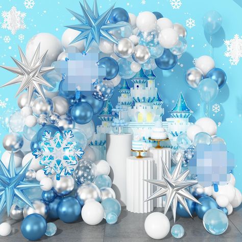 Frozen Balloon Arch, Winter Wonderland Quince, Large Snowflakes, Frozen Balloons, Balloon Accessories, 1 Balloon, Pearl Light, Outside Baby Showers, Blue Balloon