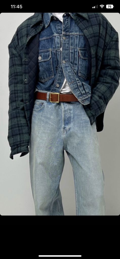 90's Outfit, Fits Ideas, Outfits Hombre, Stylish Man, Fashion People, Mens Casual Outfits, Men Looks, Looks Style, Denim Outfit