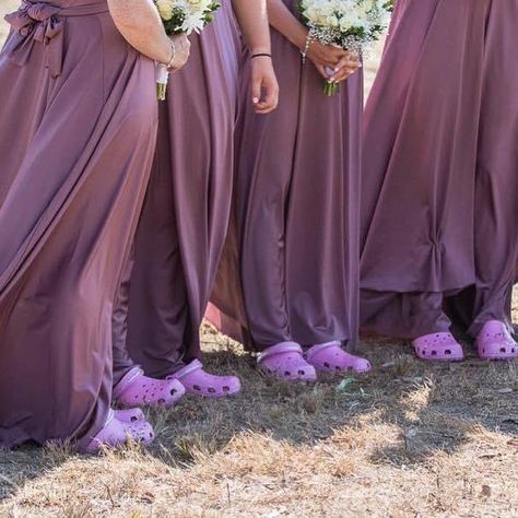 BRIDESMAID CROCS - YAY OR NAY?! 👍👎 #pinkboutique #pinkboutiqueuk Wedding Crocs, Wedding Meme, Shoes For The Bride, Crocs Ideas, Bachelorette Sash, Bride And Bridesmaids, Wedding Favors Fall, Wedding Shower Favors, Wedding Favors Cheap