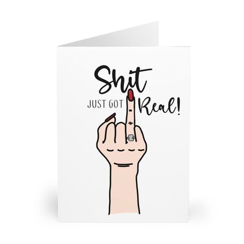 Wedding & Engagement Card | It Just Got Real | Funny Engagement Card Funny Engagement, Engagement Humor, Engagement Card, Real Funny, Engagement Cards, Get Real, Etsy Australia, Wedding Engagement, Birthday Cards