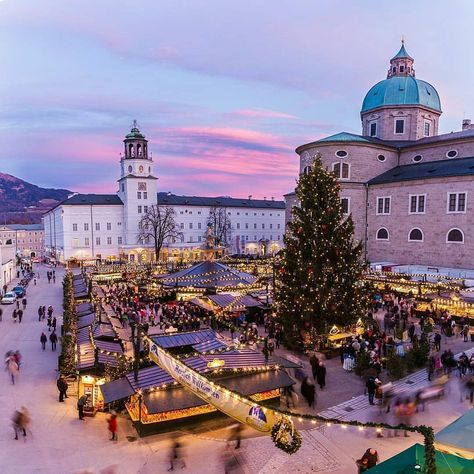 Christmas Markets sunset ~ Salzburg, Austria  Photo: @mikecleggphoto Congrats!  TAG your favourite…” Salzburg Christmas, Christmas City, City Christmas, Christmas In Europe, Visit Costa Rica, Visit Austria, Christmas Markets Europe, Dc Travel, Salzburg Austria