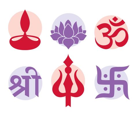 Included in this pack are nice 6 hindu symbol element collection on white background Religion Symbols, Hindu Symbol, Aum Symbol, Hindu Symbols, Hindu Tattoo, Hindu Religion, Lucky Wallpaper, Keychain Display, Hindu Rituals