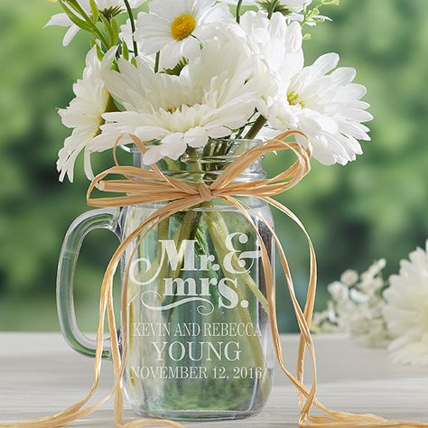 Names Last Name, Mason Jar Flower Arrangements, Wedding Centerpieces Mason Jars, 50th Wedding Anniversary Party, Mason Jar Flowers, Mason Jar Wedding, Rustic Wedding Centerpieces, Wedding Anniversary Party, 50th Wedding Anniversary