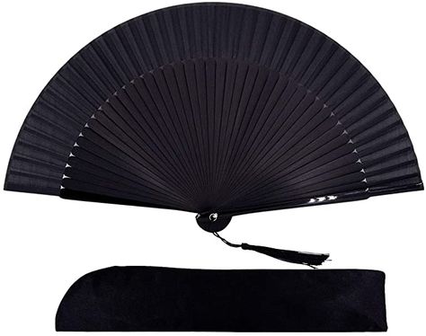 Amazon.com: Amajiji 8.27"(21cm) Hand Held Bamboo Silk Folding Fan Hand Fan,Chinese/Japanese Charming Elegant Vintage Retro Style,Women Ladys Girls Best Gifts (Black) : Home & Kitchen Retro Style Women, Pride Diy, Bamboo Frames, Men Vintage Style, Diy Tableware, Lace Umbrella, Candles Fragrance, Lace Parasol, Fan Hand