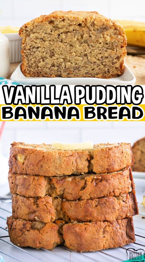 Banana Bread Recipe With Pudding, Pudding Banana Bread, Pudding Banana, Delicious Banana Bread Recipe, Delicious Banana Bread, Banana Bread Pudding, Peanut Butter Banana Bread, Banana Bread Recipe Moist, Moist Banana Bread