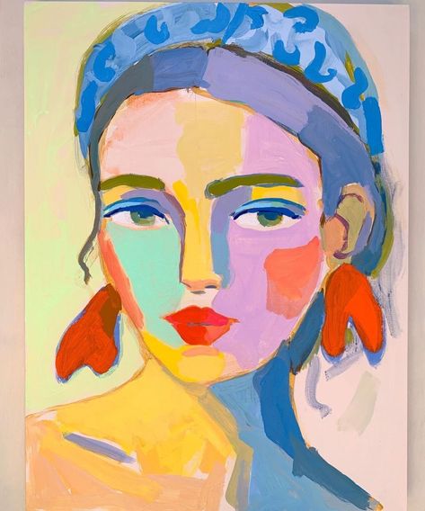 Abstract Color Portrait, Self Portrait Illustration Ideas, Abstract Faces Painting, Self Portrait Ideas Art, Abstract Portrait Painting Faces, Watercolor Self Portrait, Funky Portraits, Colorful Portrait Painting, Abstract Face Painting