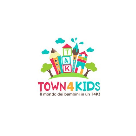 Town 4 Kids - The world of children in a T4K! Logo design contest #AD design, #Affiliate, #logo, #contest, #fraymas, #picked Preschool Logo, City Logos Design, Kindergarten Logo, Preschool Names, Toys Logo, Mini Mundo, Clinic Logo, Gift Logo, Kids Logo Design