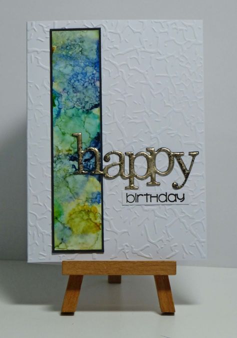 Birthday Card Watercolor, Alcohol Ink Crafts, Ink Crafts, Card Embellishments, Card Watercolor, Cricut Cards, Making Greeting Cards, Embossed Cards, Alcohol Inks