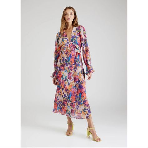 Nasty Gal Rainbow Floral Print Pleated Maxi Dress Plus Size Size: 16 New With Out Tags - Never Worn Bring Flowers. Feel Femme In Our Maxi Dress, With A Bold Flower Pattern And An Ultra Flattering Silhouette. Styles Well With Strappy Heels For An Occasion Look That Will Take You From Vacation Nights To Wedding Guest Days. Floral Print Pleated Maxi Dress Vibrant Floral Pattern Flattering Fit And Flare Silhouette Statement Plunging Neckline Ruffle Details Around Waist Fun Trumpet Sleeves Rainbow Pr Maxi Dress Plus Size, Trumpet Sleeves, Trumpet Sleeve, Statement Dress, Pleated Maxi Dress, Pleated Maxi, Girls Weekend, Plus Size Maxi Dresses, Size 16 Dresses