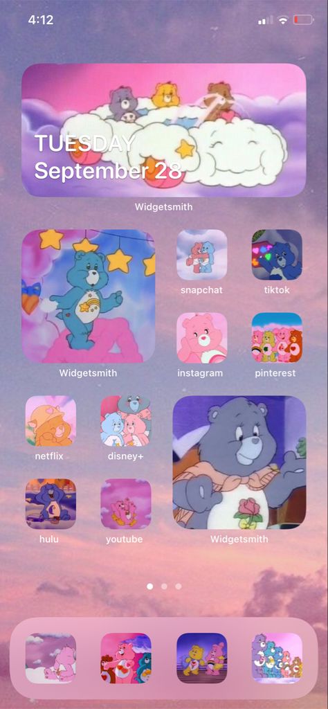 Care Bear Phone Theme, Carebear Collection, Iphone Layouts, Iphone Themes, Phone Layouts, Ios Ideas, Phone Decor, Phone Ideas, Bear Theme