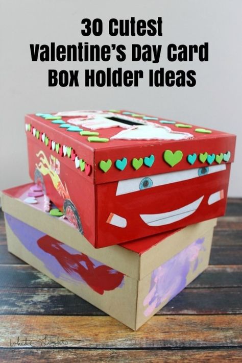 The 30 Cutest Valentine’s Day Card Box Holder Ideas  Check out this cute Lightning McQueen themed box idea! Tissue Box Valentine Boxes, Valentine Card Boxes, Valentines Card Holder, Valentine's Boxes, Valentine Inspiration, Plaid Online, Valentine Card Box, Family Valentines Day, Owl Valentines