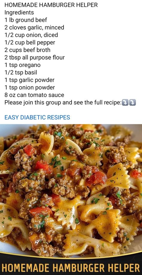 Bow Tie Pasta With Ground Beef, Homemade Hamburger, Homemade Hamburgers, Beef Casserole Recipes, Hamburger Helper, Ground Beef Recipes Easy, Pasta Dinner Recipes, Beef Recipes Easy, Easy Casserole Recipes