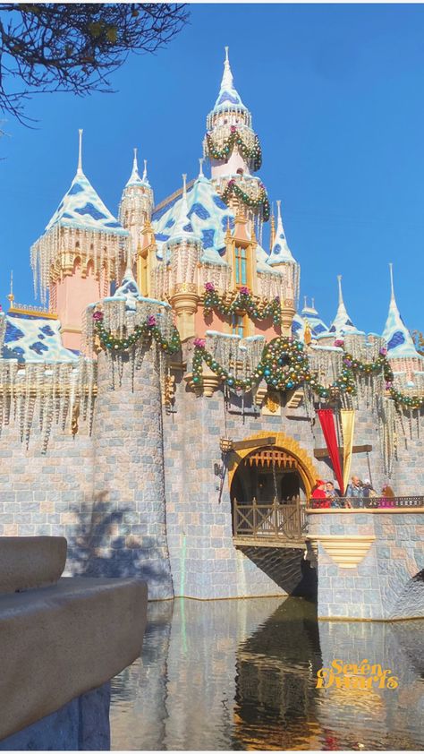 Share the magic and joy of the season at the happiest place on earth!” #Disneyland #ChristmasMagic #MagicalCastle Colorful Wreaths, Disneyland Castle, Colorful Wreath, Magical Winter, Disney Photography, Adventures By Disney, Happiest Place On Earth, Christmas Magic, Happy Places