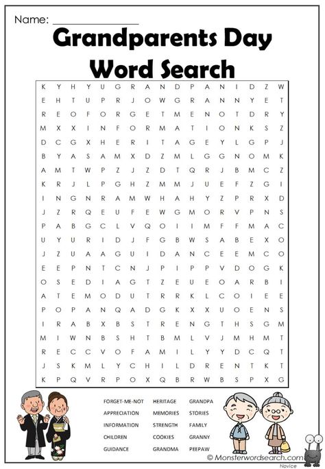 awesome Grandparents Day Word Search Grandparents Day Games For School, Grandparents Day Activities For School, Grandparents Day Ideas For School, Holiday Stem Activities, Grandparents Day Activities, Fun Sheets, National Grandparents Day, Grandparents Day Crafts, Nursing Home Activities