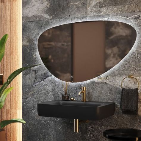 The Ivy Pebble Backlit LED Mirror 1000x687mm has a unique teardrop shape that can be installed portrait or landscape. It has a stylish and modern design which will stand out in any bathroom. Light Up Bathroom Mirror, Lit Mirrors, Pebble Mirror, Easy Bathrooms, Backlit Mirror, Illuminated Mirrors, Vanity Mirrors, Large Wall Mirror, The Ivy