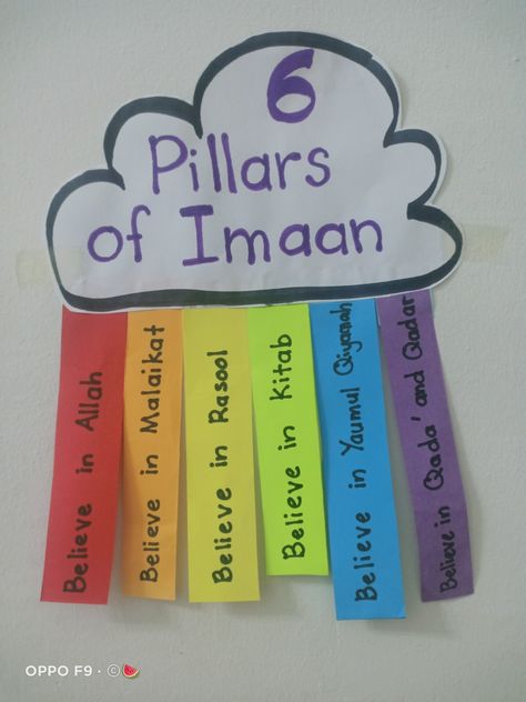 6 pillars of iman craft by teacher mun Islamic Kindergarten Activities, Islamiat Activities, Islamic Activity For Kids, Muslim Kids Activities Craft Ideas, Islamic Crafts For Kids, Islamic Activities For Kids, Muslim Kids Crafts, Islamic Activities, Uppfostra Barn