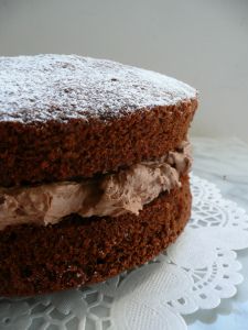 chocolatevictoriasponge2 Chocolate Victoria Sponge Cake, Victoria Cake, Light Chocolate Cake, Victoria Sponge Cake, I'm Fat, British Recipes, Sponge Cakes, Buttercream Filling, Sponge Cake Recipes