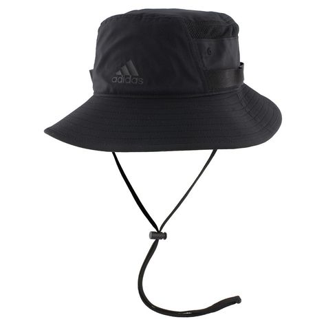 The Adidas Mens Victory 3 Bucket Hat is great for taking in the action on warm sunny days Its made from 100 polyester and includes a chin cord with a drawcord stopper to keep the hat snugly on your head This versatile hat is fashionable enough to wear off the court too with its black material and black Adidas logo youll add a touch of class to any outfitFeaturesMoisture absorbingMesh ventilationUV 50 factorFabric 100 polyesterColor BlackOne size fits most Bucket Hat With String, Adidas Bucket Hat, Bucket Hat Design, Black Bucket Hat, Adidas Hat, Mens Bucket Hats, Black Bucket, Bucket Hat Black, Sun Protection Hat