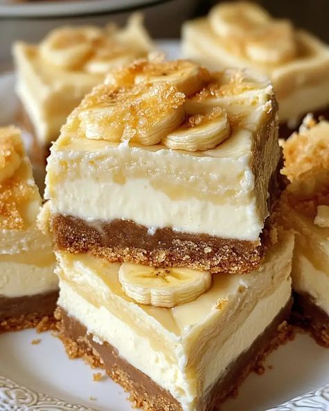 Creamy Banana Pudding Cheesecake Bars Recipe - Recipes By Clare Blueberry Cheesecake Cupcakes, Banana Pudding Cheesecake Bars, Creamy Banana Pudding, Holiday Deserts, Chocolate Chip Cookie Pie, Winter Snack, Pudding Cheesecake, Chocolate Scones, Banana Pudding Cheesecake