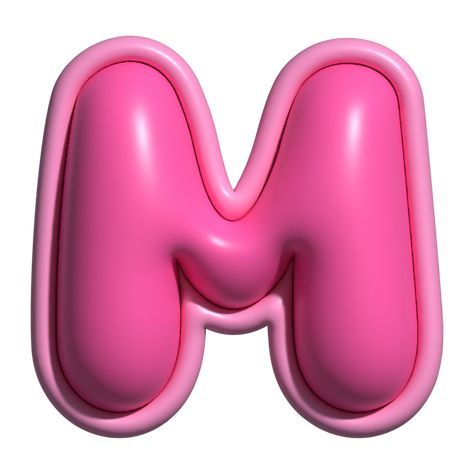 letter m pink alphabet glossy