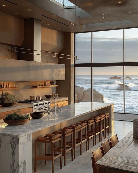 (5) Facebook Modern Beach House Kitchen Ideas, Mansion Interior Kitchen, Room With Ocean View, Modern Beach House Kitchen, Mallorca Villa, Lovely Houses, Most Beautiful Homes, Beautiful Boards, Modern Home Bar