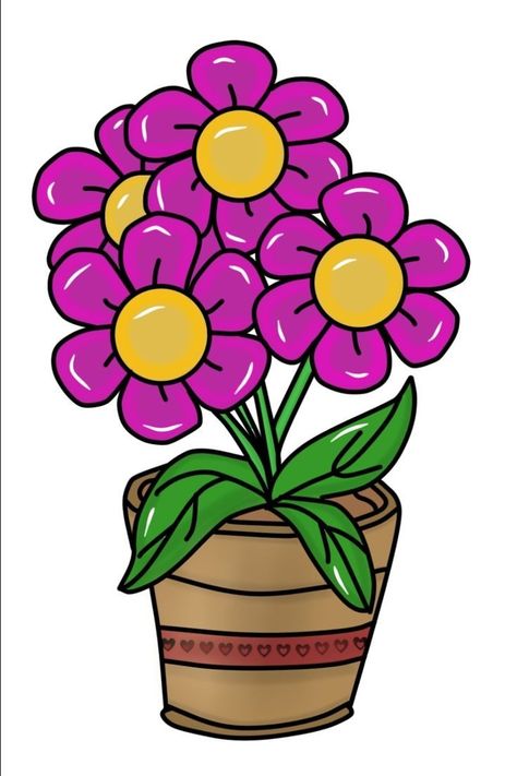 Flower Pot Drawing, 3d Vector Illustration, Web Design Logo, Flower Image, 3d Vector, Kids Math Worksheets, Cartoon Flowers, Vase Flower, Art Diary