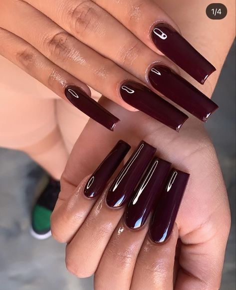 𝙋𝙞𝙣𝙩𝙚𝙧𝙚𝙨𝙩@𝙪𝙙𝙭𝙣𝙩𝙢𝙖𝙩𝙩𝙚𝙧 Long Acrylic Nails Coffin Fall, Solid Color Acrylic Nails Coffin, Nails Burgundy Design, Dark Red Nails Acrylic, Dark Burgundy Nails, Fall Nails Aesthetic, Luv Nails, Wine Nails, 2023 Nails