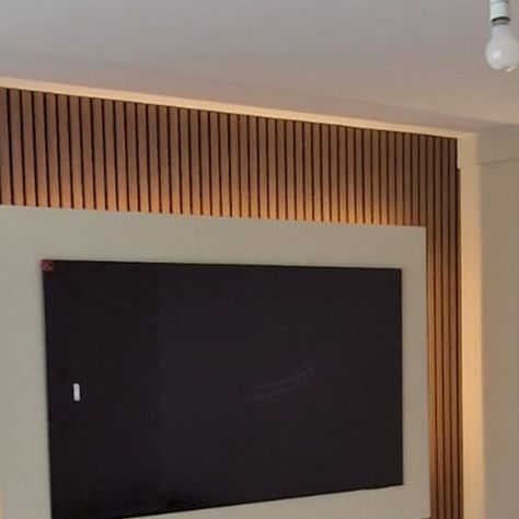 Topline Woodworking on Instagram: "Finished yesterday, this Media Unit has turned out perfectly.   Yes we have created similar units in the past, but our Clients are offered many different variations with finishes from wood used to colour suggestions.  This unit is finished in Salter Stone by Colourtrend, with Oak Slatted Acoustic Panelling.   The Display space has Oak Shelves and is forward lit with dimmable LED Neon Lights.  The TV is set in-front of a TV Panel also in Salter Stone which carries dimmable LED strips to backlight the unit and add depth.  Lastle the storage is "Floating" and has dimmable LEDs underneath to add a nice design touch!  What are your thoughts on this? Have you or a friend a design you would Love to see created?  @digital.design.desk.ie 😊" Profile Light In Tv Unit, Tv Unit With Led Light, Wooden Led Panel Designs, Wood Paneling With Led Lights, Wood Panelling With Led Lights, Acoustic Panelling, Zona Tv, Tv Rack, Design Desk