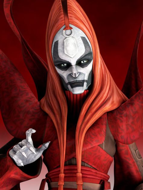 Aug 5 = Mother Talzin - The Dathomirian leader of the Nightsister clans of witches before and during the Clone Wars. It appears she and Count Dooku were on good terms priorly; he refers to her as "sister" or by her title. She possesses great magical powers, being able to do almost anything; ranging from mind control, manipulating matter, and turning into mist. Following Grievous' attack on Dathomir, she is the only Nightsister left aside from Ventress. Mother Talzin, Star Wars Species, Star Wars Merch, Galactic Republic, Stars Wars, The Clone Wars, Cos Play, Star Wars Fan Art, Star Wars Images