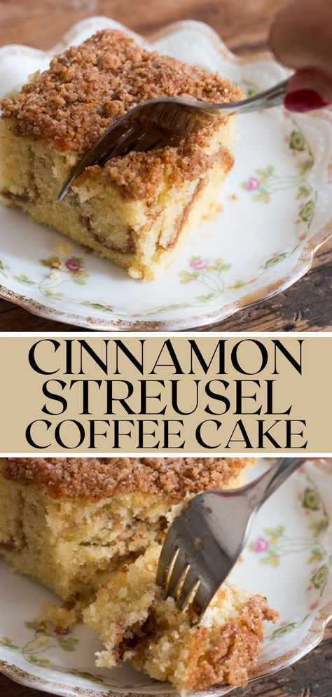 ☕ Looking for the perfect cake to go with your morning coffee? This tender, delicate sour cream cake with layers of cinnamon streusel is the perfect coffee cake. Cake Mix Coffee Cake, Mothers Day Cake Ideas Simple, Simple Sugar Cookies, Mothers Day Cake Ideas, Cinnamon Streusel Topping, Cinnamon Streusel Coffee Cake, Breakfast Coffee Cake, Coffee Cake Recipes Easy, Streusel Cake