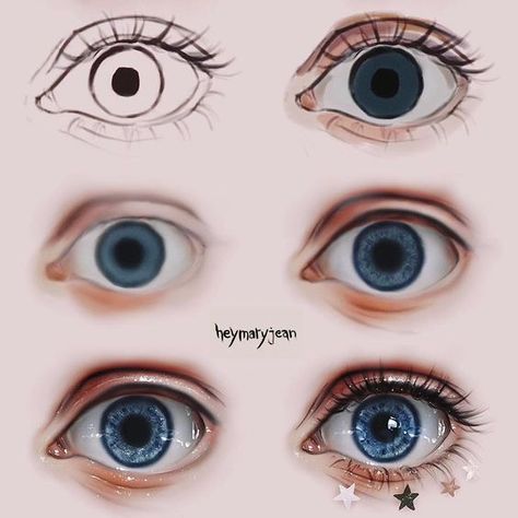 Eyes Step By Step, Makeup Drawing, Eyes Artwork, Drawing Eyes, Easy To Draw, 얼굴 그리기, Eye Painting, Digital Painting Tutorials, Poses References