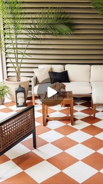 Jane Rockett on Instagram: "DIY Checkerboard Floor 🧡🤍🖤! @ourfifthhouse showing us how to masterfully create a checkered floor look… I’m not sure I’d be able to so cleverly (and patiently!) cut in and stay within the lines! 🫠 I absolutely LOVE both looks that she’s created… I think the terracotta and white tiles has got to be my favourite though. It’s so warming and summery. Which design do you love the most?! Black or Terracotta? 🧡🤍🖤
.
.
.
#terracottatiles #tiletuesday #floortiles #tilesofinstagram #rockettstgeorge #rockettstgeorgestyle #floortiles #checkerboardtrend #floortrends #howihome #myhouseandhome #myhousethismonth #homerenovation #homedecoration #mygarden #mygardenstyle #porchdecor #iloverockettstgeorge #makeeverythingbeautiful #balconydesign #balconyinspo #surroundyourself Terracotta Checkered Floor, Diy Checkerboard, Vct Tile, Checkered Floor, Checkerboard Floor, Garden Tiles, Porch Flooring, Flooring Trends, Instagram Diy