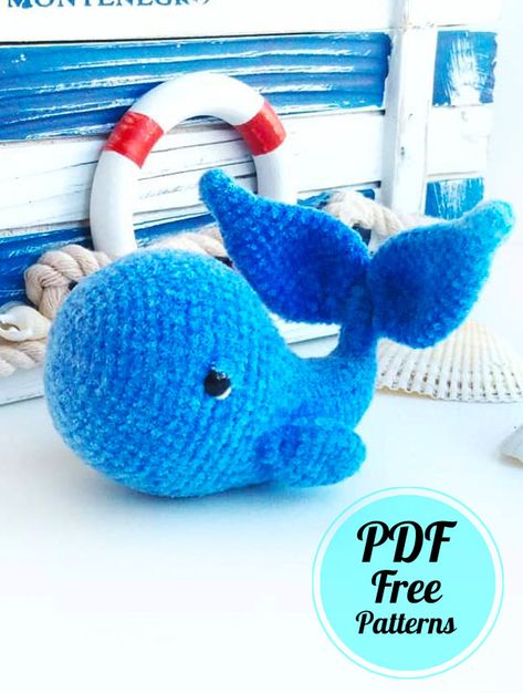 Baby Whale Crochet Amigurumi PDF Free Pattern - Amigurumiday Whale Crochet, Crochet Sea Creatures, Amigurumi Dragon, Crochet Whale, Amigurumi Today, Whale Pattern, Baby Whale, Crochet Teddy Bear, Crochet Amigurumi Free Patterns