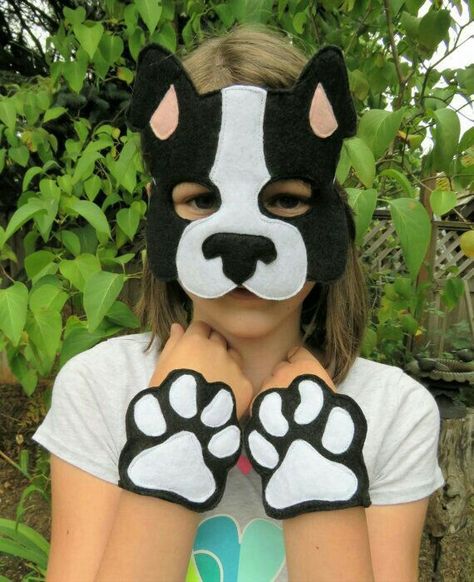 Boston Terrier Costume, Dog Costumes For Kids, Babysitting Activities, Dogs Paw, Fox Costume, Easy Costume, Puppy Costume, Dog Mask, Felt Mask