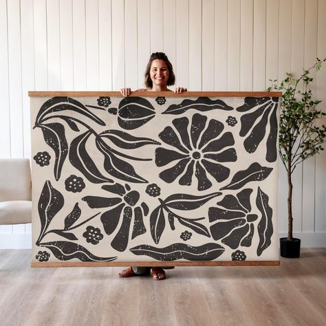 Tapestry Boho Wall Art Extra Large Wall Art Tapestry Wall Hanging Modern Botanical Wall Art Floral Art Canvas Wall Art 601 - Etsy Floral Art Canvas, Nursery Art Girl, Wall Murals Painted, Modern Botanical, Art Tapestry, Black Bedroom, Wall Art Floral, Oversized Wall Art, Hanging Canvas