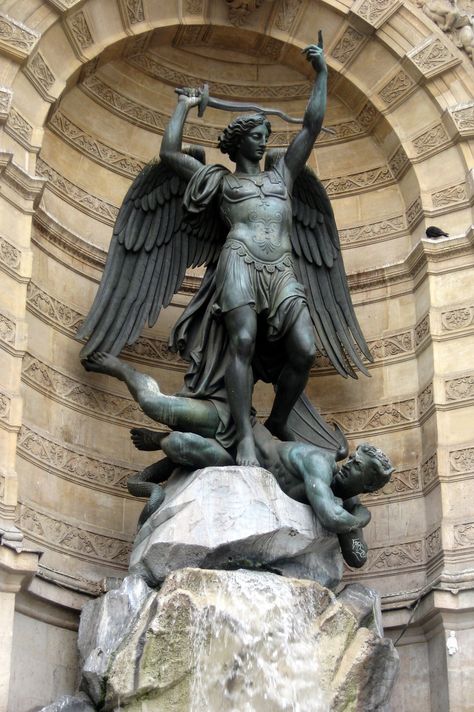 L' Arcangelo Michele Latin Quarter, Angel Statue, Angel Sculpture, San Michele, Angels Among Us, Angel Statues, Archangel Michael, Guardian Angels, Angels And Demons