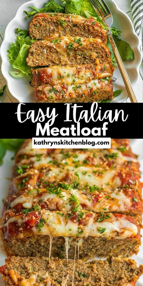 Spaghetti With Marinara Sauce, Easy Italian Meatloaf, Giant Meatball, Italian Meatloaf Recipes, Cheesy Meatloaf, Italian Meatloaf, Dinner Rotation, Night Recipes, One Pot Dinners