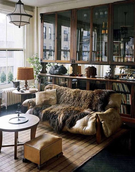 Roman And Williams, Estilo Hipster, Boho Home, A Living Room, Interior Spaces, Home Interior, Interior Inspiration, Bookshelves, Interior And Exterior