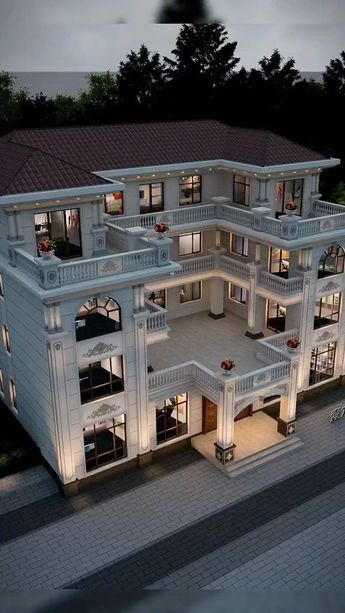 Balcony Decor Diy, Castle House Design, House Outer Design, Classic House Design, Building House Plans Designs, House Design Pictures, Architectural Design House Plans, House Arch Design, Architect Design House