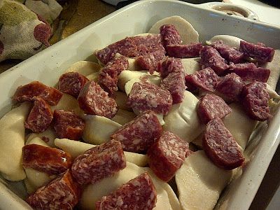 Farmer Sausage Casserole, Farmers Sausage Meals, Farmers Sausage Recipes, Farmer Sausage Recipes, Perogi Casserole, Farm Meals, Wild Cooking, Farmer Sausage, Field Meals