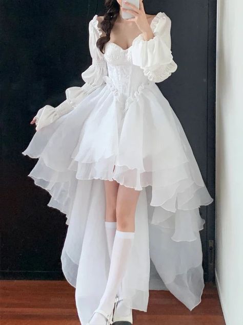 Mid Dress Formal, Winter Dance Dress, Elegant Dress To Impress, Fairy White Dress, Party Dress To Impress, Winter Dance Dresses, Angelic Dress, Epic Clothing, Kpop Dress