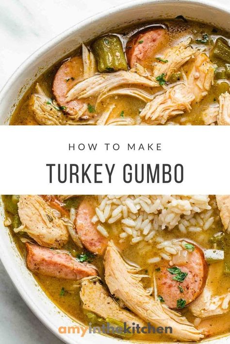 Turkey Gumbo Recipe Thanksgiving, Soups With Turkey Meat, Dinner Ideas With Turkey Meat, Turkey Soups And Stews, Cooked Turkey Recipes Leftovers, Soup With Turkey Meat, Healthy Leftover Turkey Recipes, Turkey Gumbo Recipe, Turkey Leftover Ideas