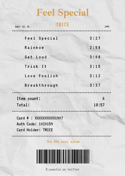 Music Receipt Aesthetic, Reciepts Design Template, Cute Receipt Template, Aesthetic Receipt, Kpop Receipt, Cute Receipt, Receipt Aesthetic, Album Receipts, Receipt Design