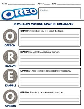 OREO Strategy Guided Notes | Persuasive Writing by HeyyMsTucker | Teachers Pay Teachers Persuasive Writing Graphic Organizer, Text Dependent Questions, 3rd Grade Writing, Homeschool Writing, Education Templates, Writing Strategies, Guided Notes, Persuasive Writing, Graphic Organizer