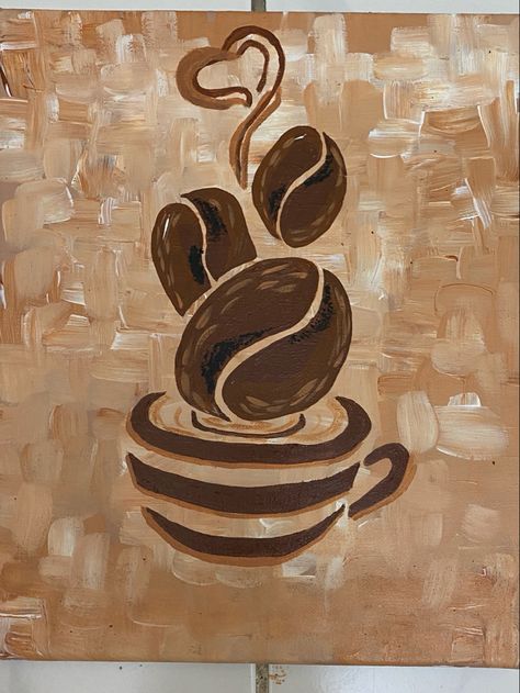 Abstract Coffee Art, Coffee Painting Ideas For Beginners, Coffee Painting Ideas Easy, Coffee Acrylic Painting, Coffee Painting Canvas, Coffee Art Drawing, Coffee Illustrations, Cafe Plan, Coffee Art Painting